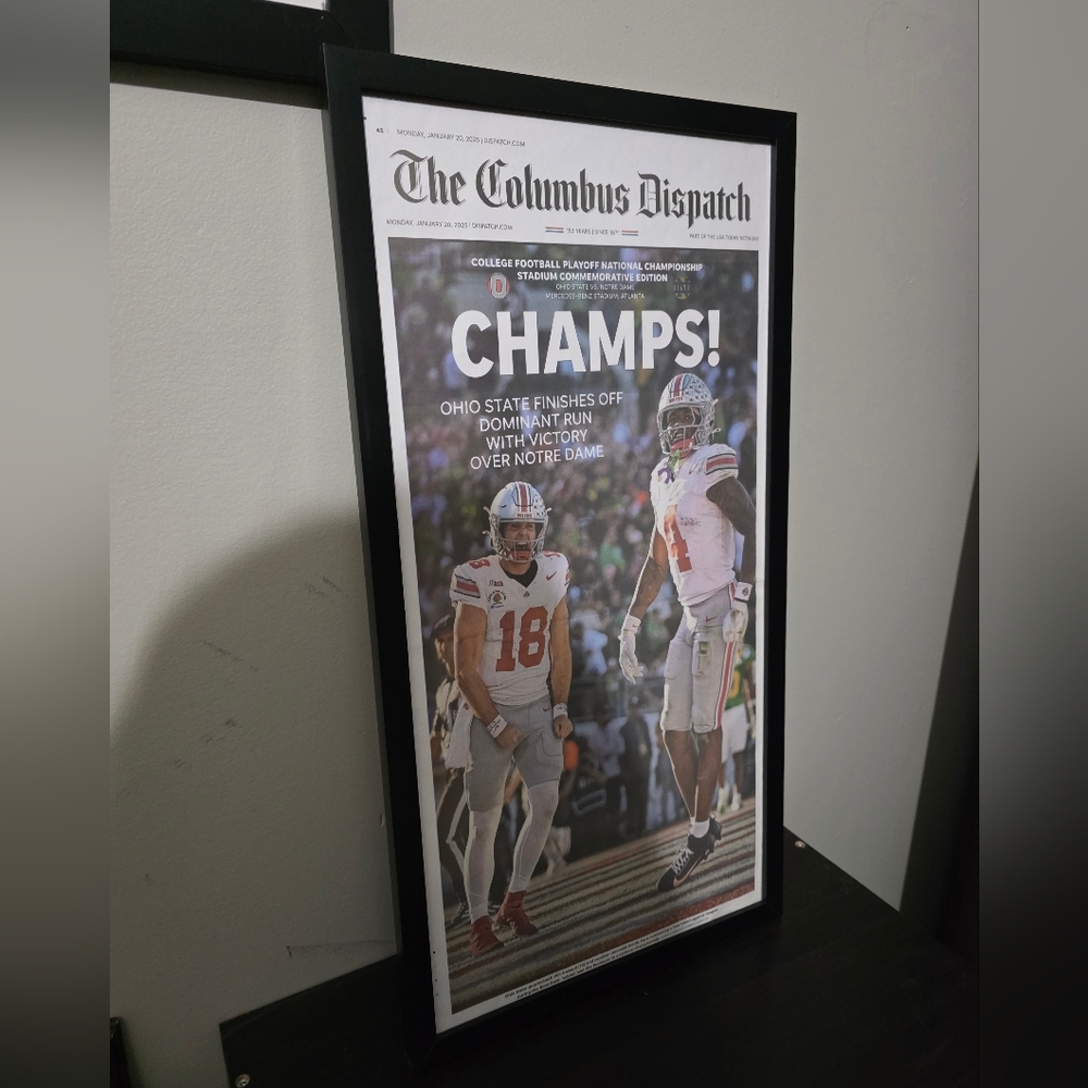 NEW Framed January 20, 2025, Columbus Dispatch Featuring OHIO STATE "CHAMPS" - Picture 2 of 6